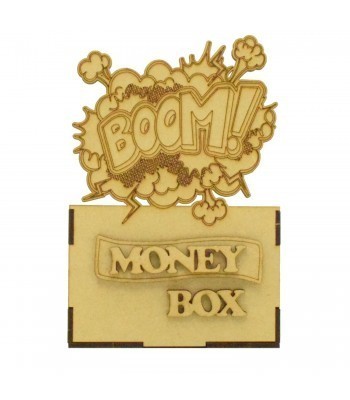Laser Cut Small Money Box - Boom Explosion Design